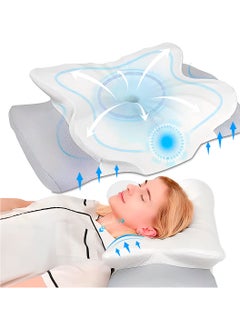 Buy Memory Foam Pillow Orthopedic Contour for Cervical for Shoulder Neck Pain & Support, Adaptive Ergonomic Cooling Medical Foam Pillow for Side Stomach Back Bed Sleeping Washable in UAE