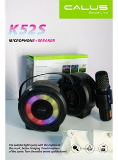 Buy Calus K52S Wireless Speakers Mic Set Bluetooth Audio Portable Handheld Mic Family Multifunctional Playback Loudspeaker With RGB lights Black in UAE