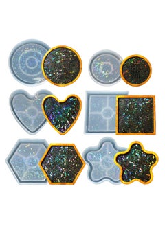 اشتري Resin Coaster Molds, 6 Pcs Unique Resin Molds, Holographic Coaster Molds for Epoxy Resin, Small Resin Molds Silicone, DIY Resin Gifts or Home Decoration في الامارات