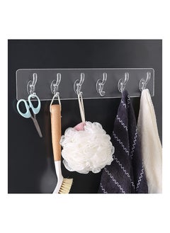 Buy 6 Pcs Adhesive Hooks with 6 Hooks, Wall-Mounted Coat Hooks for Hanging Heavy Duty, Multifunctional Waterproof Transparent Hooks for Keys Garage Outdoor Office Workshop Door in Saudi Arabia