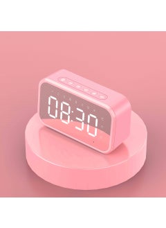 اشتري Cross-border wireless Bluetooth speaker mirror clock Alarm Clock Mini Card week temperature Radio gift small stereo JM03 Pink English Version في الامارات