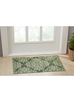 اشتري Dream Home ; Medallion Collection ; Green Damask Polyester Scatter Rug 20" X 34" في السعودية