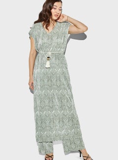 Buy Printed Plisse Detail Dress in UAE