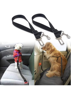 اشتري Premium Car Seat Belt for Dogs Cats Pets, Adjustable Safety Heavy Duty Elastic Lead Harness for Cars with Elastic Nylon Bungee Buffer Adjustable Dog Safety Belt for Car Dog Seat Belt (Black) في الامارات