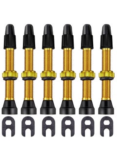 اشتري Presta Valve Stem 40 mm for Bicycle, Tubeless Brass Valve Stem Presta Valve Core Remover Tool Kit（12 Pieces ） في السعودية