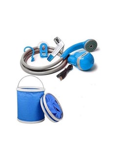 Buy Portable Outdoor Shower Kit, Portable Shower USB Rechargeable Water Pump for Outdoor Camping Backpacking Hiking Travel Beach Dog Flowering Plants Blue in UAE