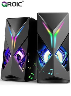 Buy Computer Speakers, Desktop Speakers with Various Colorful LED, 10W Gaming Speakers with Volume Control, RGB Computer Speakers for Monitor/Laptop, 3.5mm Aux Input in UAE