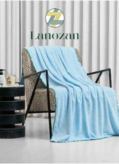 Buy Large Bath Towel Size 180*90*3cm Cyan in Saudi Arabia