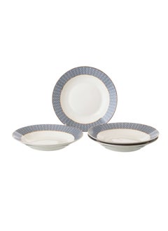 Buy deep porcelain dinner plates 4 Piece with blue and gold design 20 cm in Saudi Arabia