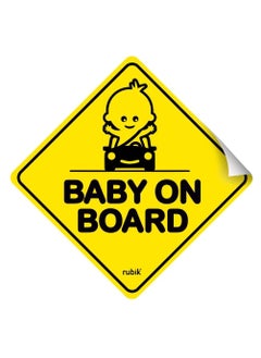 اشتري Baby on Board Car Sign Self Adhesive Sticker 1pc Reflective Kids Safety Warning Cute Design for Car Bumper Rear Window Universal Fit 12x12cm في الامارات