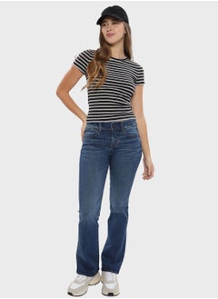 اشتري High Waist Straight Fit  Flared Jeans في الامارات