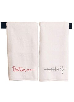 اشتري Embroidered For You (White) Luxury (Better Half) Personalized Bath Towel (70 x 140 Cm-Set of 2) 100% cotton, Highly Absorbent and Quick dry, Classic Hotel and Spa Quality Bath Linen-600 Gsm في الامارات