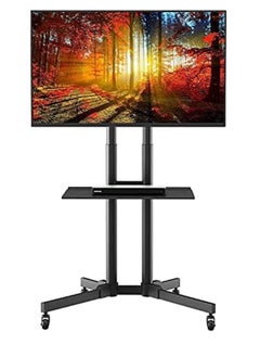 اشتري Rolling TV Cart With Mobile Stand Black في مصر