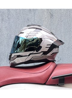 Buy New Double Mirror Helmet Semi Full Cover Four Seasons Motorcycle Helmet in Saudi Arabia