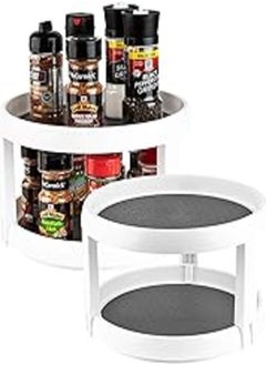 Buy Homeries 2-Tier Lazy Susan Turntable - Tiered Rotating Kitchen Spice Organizer for Cabinets, Pantry, Bathroom, Refrigerator - Non-Skid Surface & Rimmed Edge (Pack of 2) in Egypt