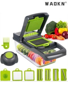 Buy Vegetable Slicer, All-in-one Kitchen Vegetable and Fruit Divider, Vegetable Cutter/grater/slicer, Suitable for Potatoes, Carrots, Cucumbers, Potato Tomato Garlic Salad Chopper with Container in Saudi Arabia