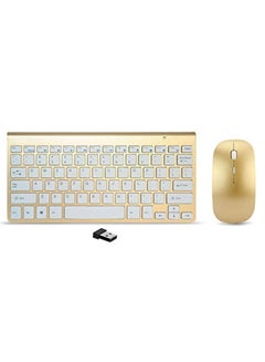 Buy Wireless Keyboard And Mouse Combo Ultra Thin Portable 2.4Ghz Keyboard For Laptop Mac Tablet Desktop PC Computer TV Windows XP/Vista /7/8/10 in UAE
