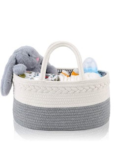 Buy Baby Diaper Caddy Organizer, 100% Cotton Rope Diaper Storage Basket, Nursery Diaper Organizer for Newborn Boys Girls, Best Baby Shower Basket with Extra Wet/Dry Diaper Caddy Organizer in UAE