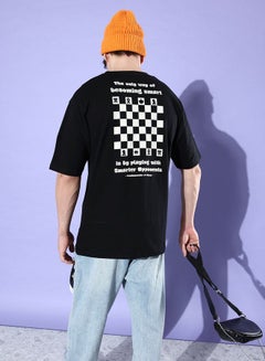 Buy Oversized Back & Front Chess Graphic Print T-Shirt in Saudi Arabia