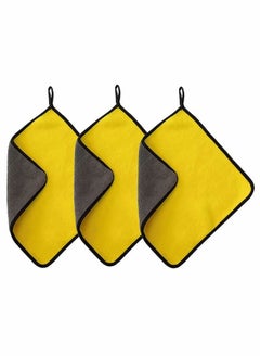 Buy 3-Piece Car Soft Microfiber Towel Absorbent Wash Cleaning Towel Polish Cloth in Saudi Arabia