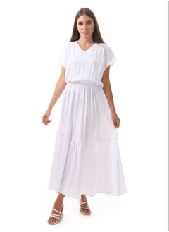 اشتري White Summer Vertical Stripes Long Casual Dress في مصر