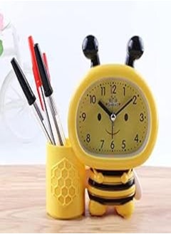 اشتري NGEL Bee Shaped Alarm Clock with Pen Stand , Cute Table Clock for Girls & Boys ,Alarm Clock for Kids Room Decor - Multicolour ( Pack of 1 ) في مصر