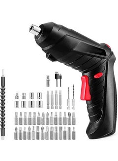 Buy Electric Screwdriver Set, 47 in 1 USB Rechargeable and Rotatable Electric Cordless Power Screw Gun Drill with Built-in LED, 1300mAh (Black) in Saudi Arabia