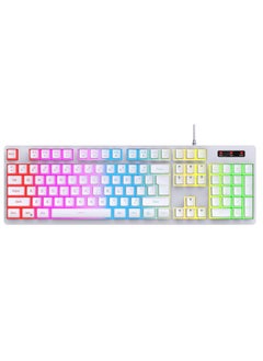 Buy HXSJ L200 Wired RGB Backlit Keyboard 104 Pudding Key Caps(White) in Saudi Arabia