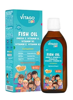 Buy Kids Fish Oil Omega 3 Syrup, Vitamins A, D3, E & K2 - 150ml in Saudi Arabia