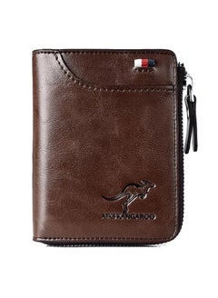 Buy Leather Wallet Men's RFID Blocking PU Leather Wallet with Zipper Multi Business Credit Card Holder Purse in Saudi Arabia