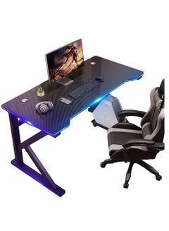 اشتري Ergonomic Gaming Desk 39 Inch,PC Gaming Table, K Shaped Gaming Computer Desk, Carbon Fiber Home Office Gamer Desk Black في الامارات
