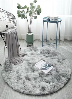 Buy The fluffy soft touch Dazzle flash carpet large living room bedroom (light gray, diameter 160 cm in diameter) in Saudi Arabia