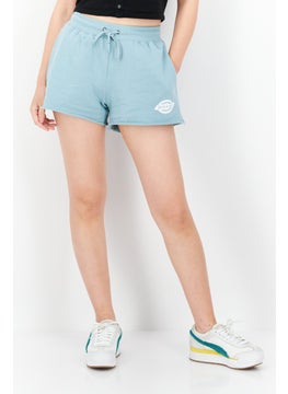 اشتري Women Drawstring Brand Logo Basic Short, Sage Blue في الامارات