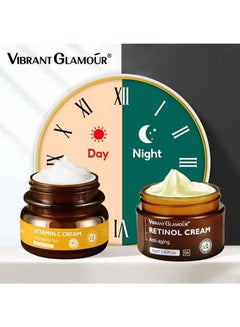 Buy Natural Retinol Cream and Vitamin C Face Cream Set, Brightening Skin, Whitening Anti-Aging, Facial Moisturizing and Repairing Skin (30g+30g) in Saudi Arabia