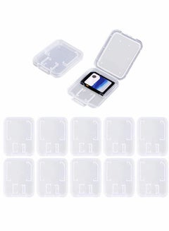 اشتري حافظات بطاقات الذاكرة ، صندوق أبيض صغير بطاقة واحدة Tf ، صندوق أبيض صغير للبطاقة الكبيرة ، حافظة بطاقة ذاكرة بلاستيكية شفافة ، لبطاقة فلاش SD مايكرو SD ، 10 قطع في الامارات