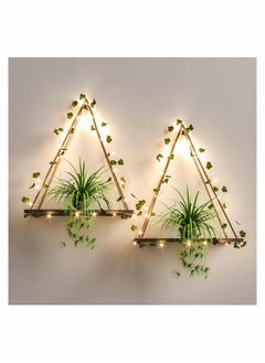 اشتري Artificial Ivy LED-Strip Wall Hanging Shelves Set of 2, Hanging Plant Shelf, Wall Hanging Shelf for Bedroom Bathroom Living Room Kitchen, Wood Hanging Plant Shelves for Wall Décor في الامارات