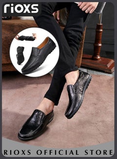 Buy Mens Business Formal Faux Leather Shoes Round Toe Fashion Oxford Flat Shoes For Work Casual in Saudi Arabia