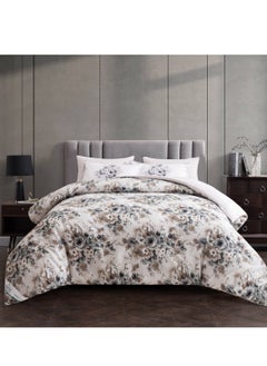 Buy Comforter Set 6-Pcs King Size Printed Reversible Double Bed FIt 200 x 200 CM All Season Comforter With (350 GSM) Down Alternative Filling, Plale Slate in UAE