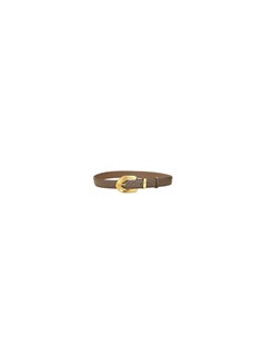 Buy Women Leather Fashion Vintage Thin Belt, Ladies Retro Belts with Gold Buckle for Jeans Pants Dresses Skirts Sweater, Brown in UAE