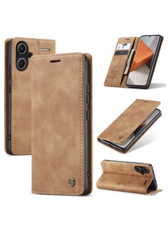 Buy CaseMe RedMi Note 13 pro plus 5G Wallet Case Book Folding Flip Folio Case with Magnetic Kickstand Card Slots Protective Cover - Brown in Egypt