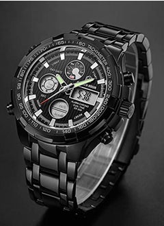 Buy Luxury Stainless Steel Analog Digital Watch for Men Male Outdoor Sport Waterproof Big Heavy Wristwatch in UAE