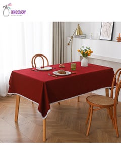 Buy Tablecloth, Waterproof And Oil-Proof End Table Dustproof Cover, Solid Color Lacy Picnic Blanket, Red in Saudi Arabia