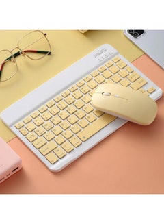 Buy Universal Wireless Bluetooth Keyboard And Mouse Set Yellow 27x13x3cm in UAE