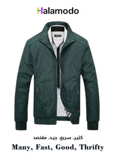 Buy Green XXXXL Size Autumn and Spring Jacket Men's Stand Collar Jacket in UAE