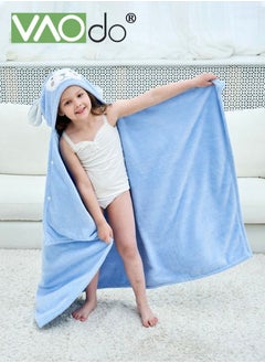 Buy Beby Kids Bath Towel Thick Coral Fleece Fast Absorbent Bathrobe Cloak Can be Worn in All Seasons Suitable for Beach Swimming Bathing 70*140cm±2cm Blue in UAE