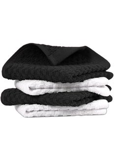 Buy Infinitee Xclusives Premium Dish Towels - Black [Pack of 4] 100% Cotton 33cm x 33cm Dish Cloth - Absorbent Tea Towels - Terry Kitchen Dishcloth Towels for Household Cleaning in UAE