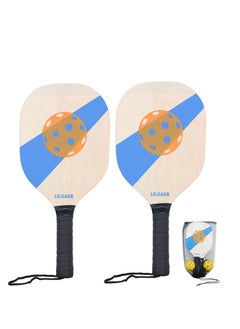 Buy Paddles Set of 2 Wood Paddles Rackets with Balls and Mesh Storage Bag for Beginners in Saudi Arabia