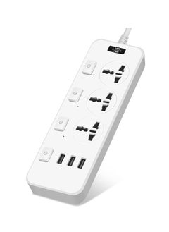 اشتري Power Extension Cord with Multi Sockets 3 Universal Outlets , 3 Auto ID USB PD Ports For Mobile Charging, And 2m Extension Cord for Home, Office, Dorm Essentials في الامارات