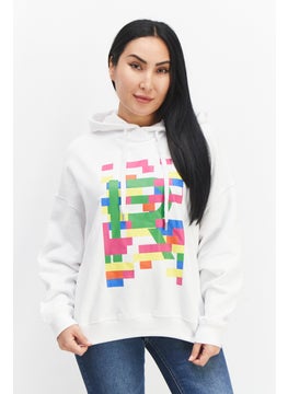 اشتري Women Hooded Long Sleeves Graphic Print Sweatshirt, White في الامارات