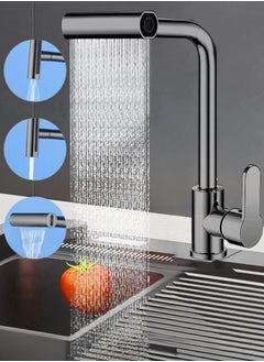 Buy Waterfall 4 Modes Faucet Kitchen Stream Sprayer Faucets Deck Mounted Taps Hot Cold Water Mixer Wash Sink Tap, Sink Faucets, Gray in Saudi Arabia